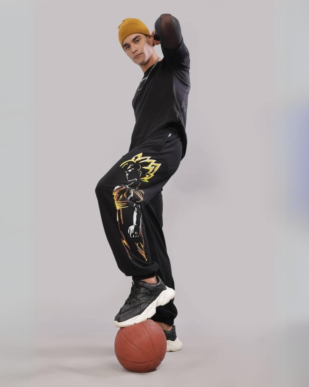 Men's Black Cotton Pant - Golden Goku