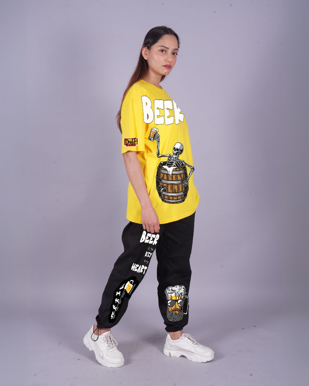 Women BeerShots Oversized Co-Ord Set - Yellow and Black