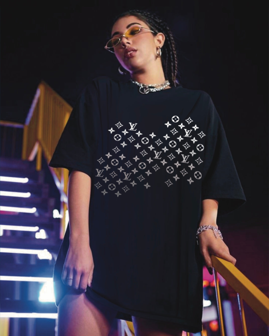 LV Stars Unisex Exclusive Oversized Tee - Black(*)