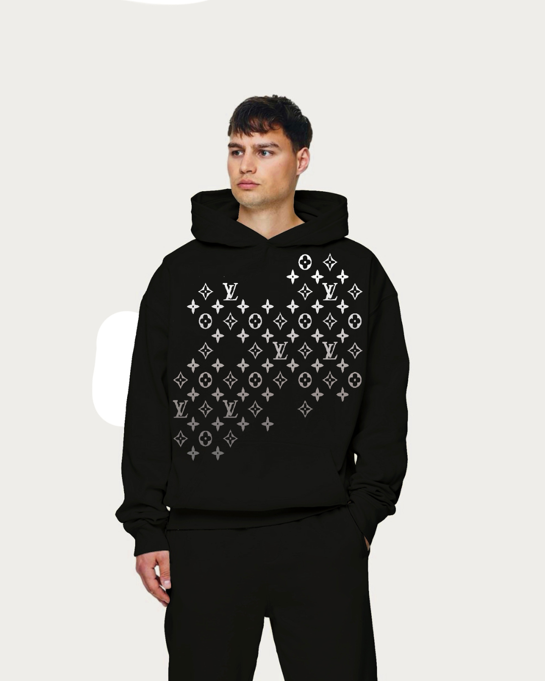 Unisex Black Oversized Hoodie - LV Stars