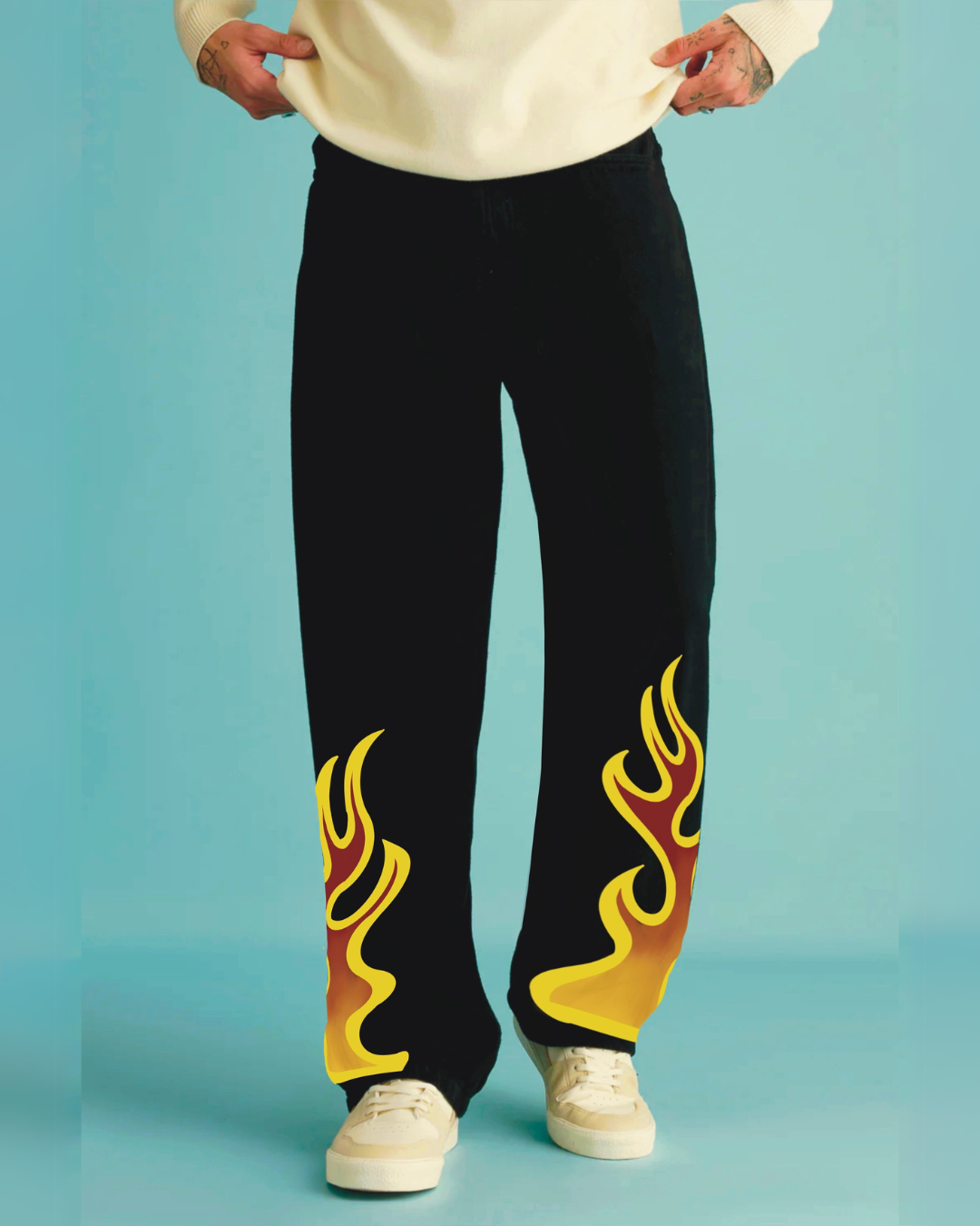 Men's Black Ultrasoft Cotton Pant - Fire Aura