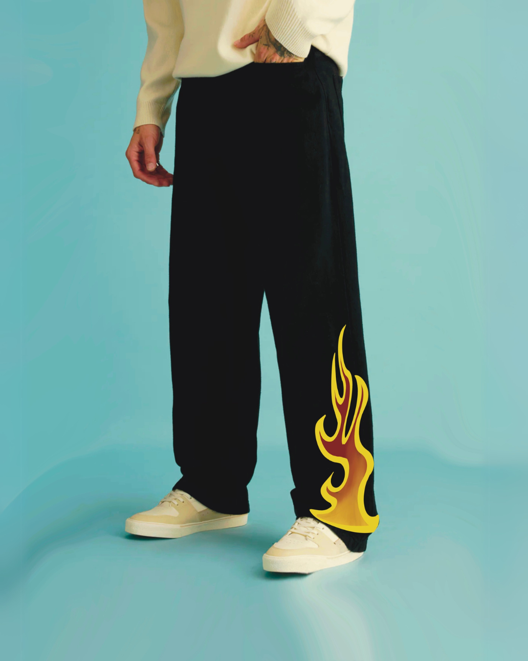 Men's Black Ultrasoft Cotton Pant - Fire Aura