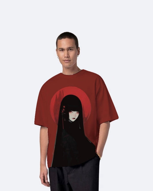 Mysterious Gurl Red Urban Oversized T-Shirt for Men(*)