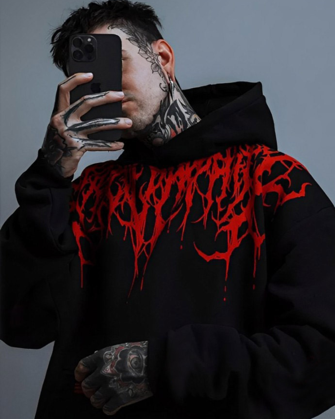 Unisex Black Oversized Hoodie - Spidey Blood