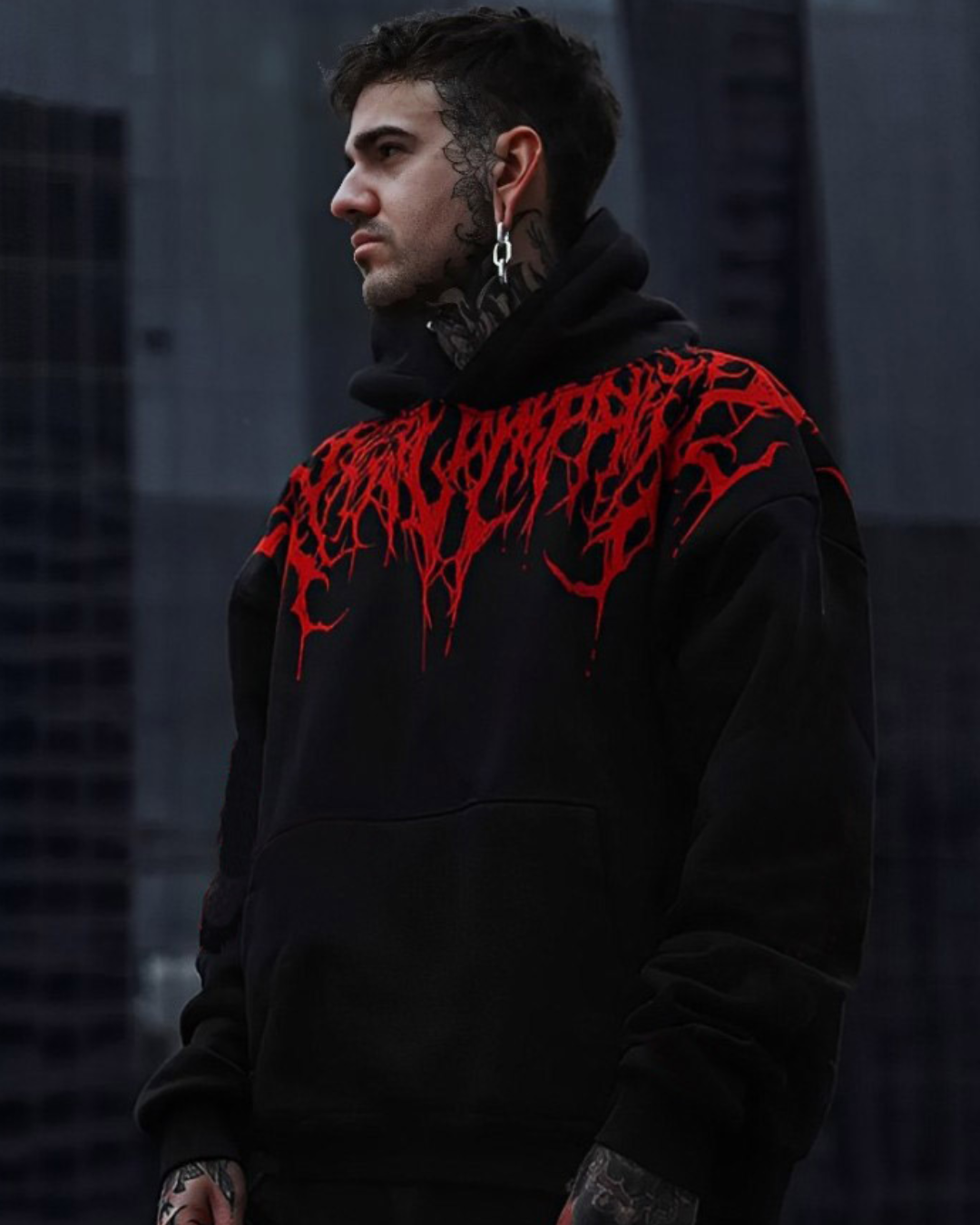 Unisex Black Oversized Hoodie - Spidey Blood