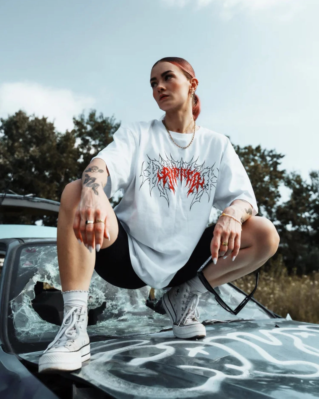 Ripped Unisex Exclusive Oversized Tee - White