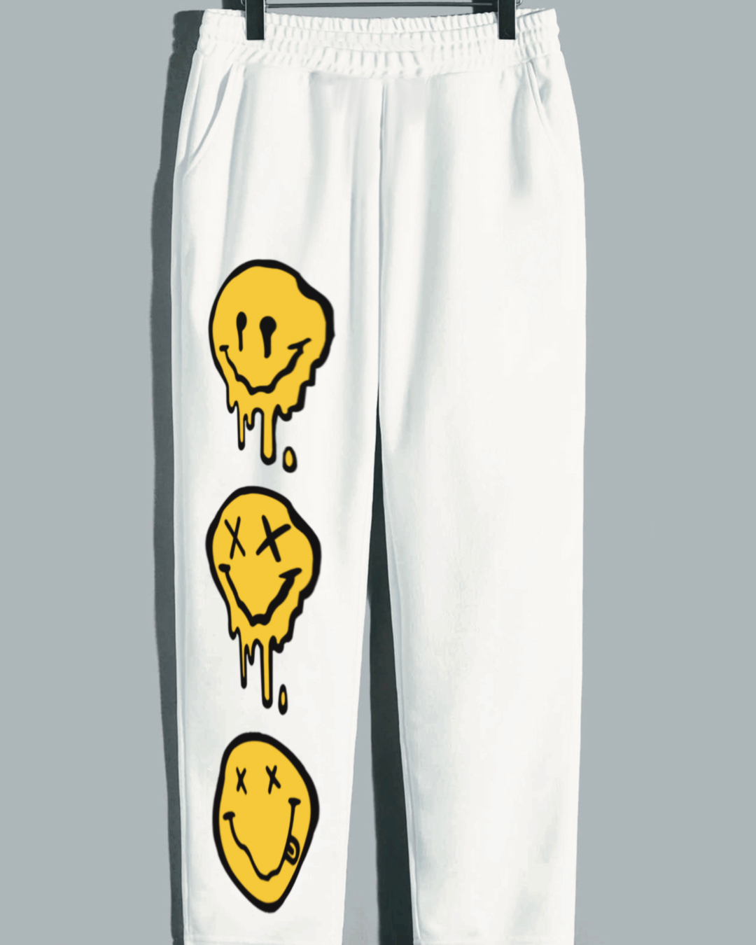 Men's Smiley White Cotton Pants(*)