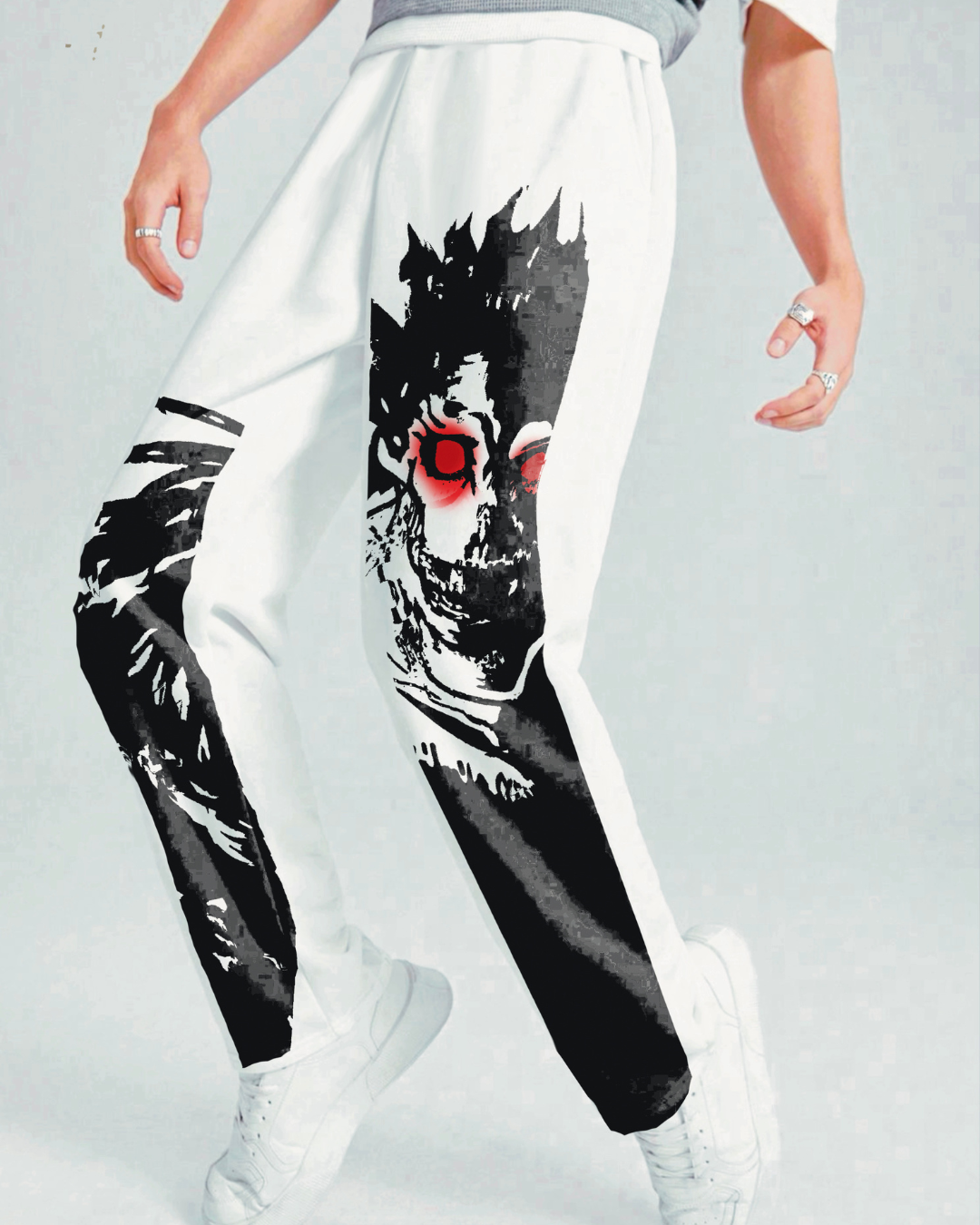 Men's White Cotton Pant - Shinigami