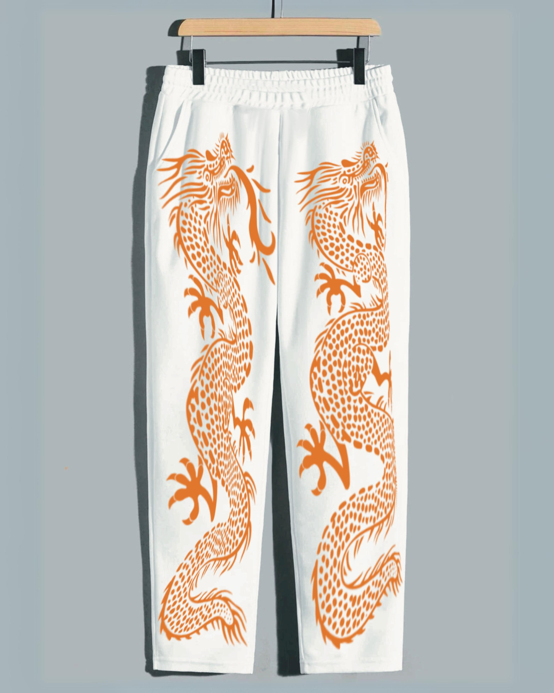 Men's White Cotton Pant - Devil Dragon