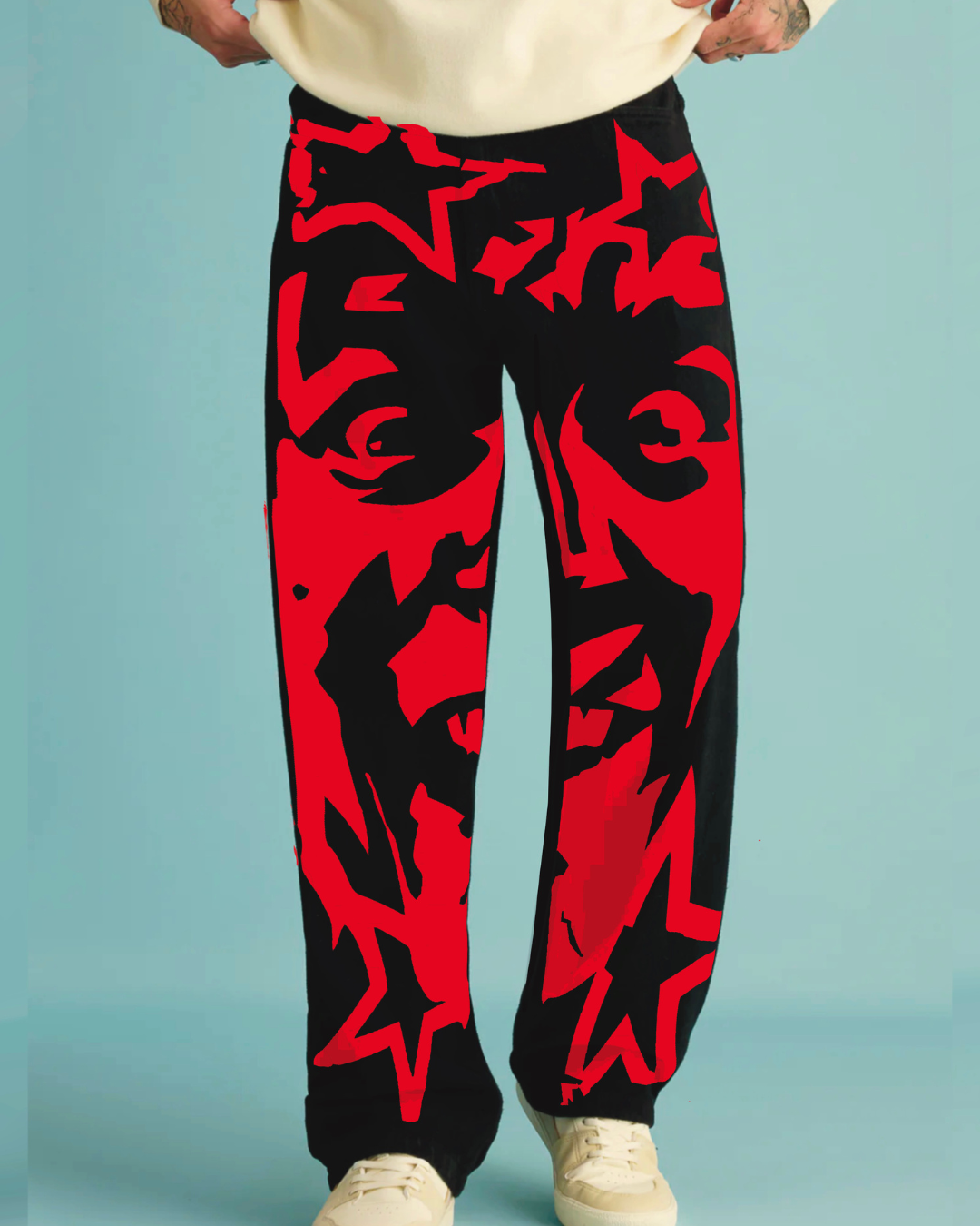 Men's Black Cotton Pant - Red Blood