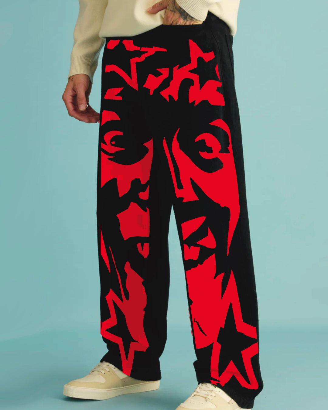 Men's Black Cotton Pant - Red Blood