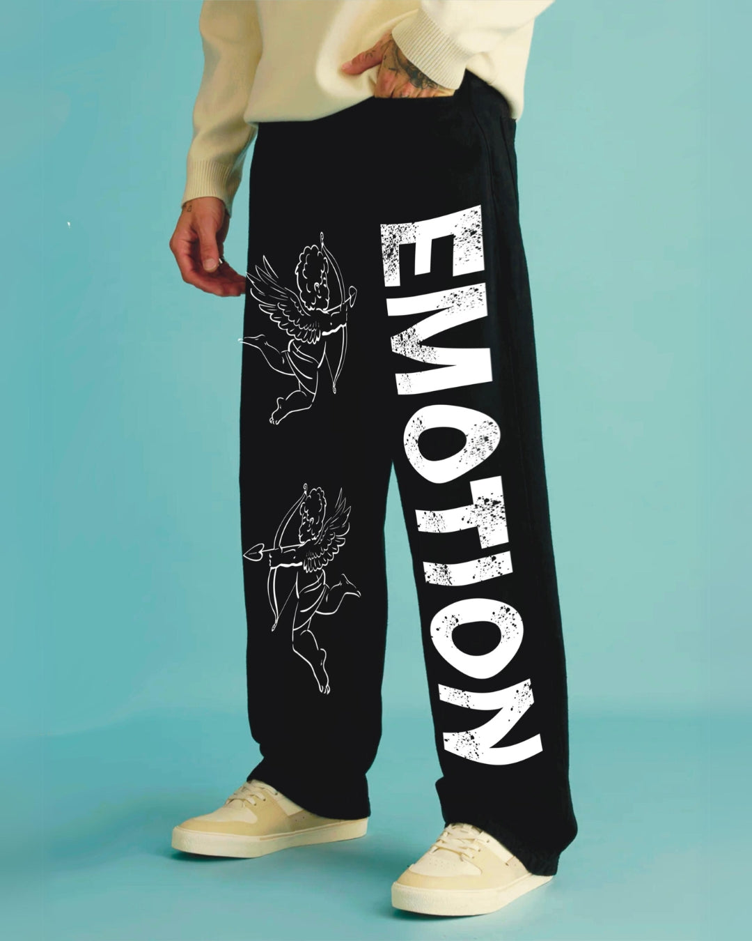 Men's Black Cotton Pant - Emotion