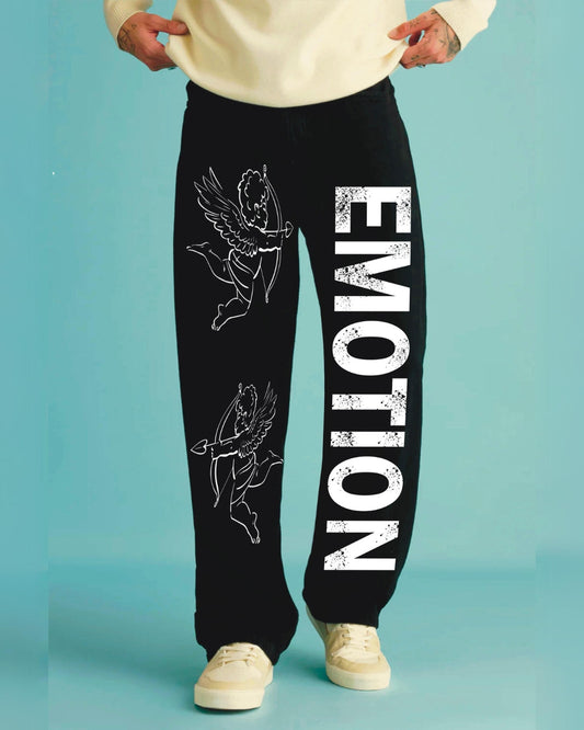 Men's Black Cotton Pant - Emotion