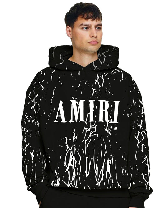 Unisex black Oversized Hoodie - Aujla Amiri