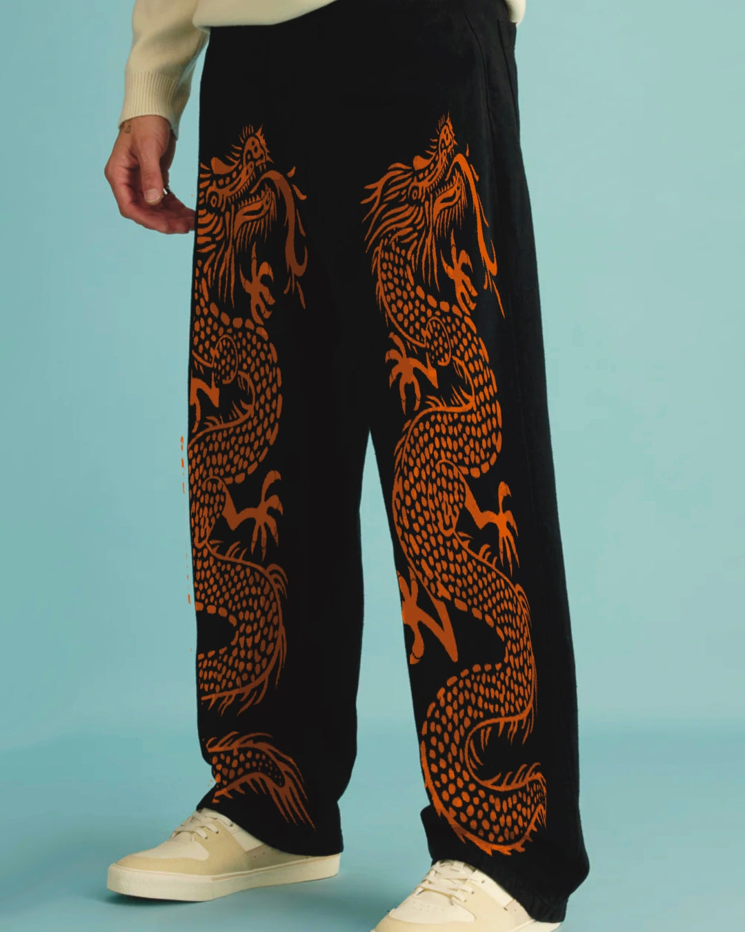 Men's Black Cotton Pant - Devil Dragon