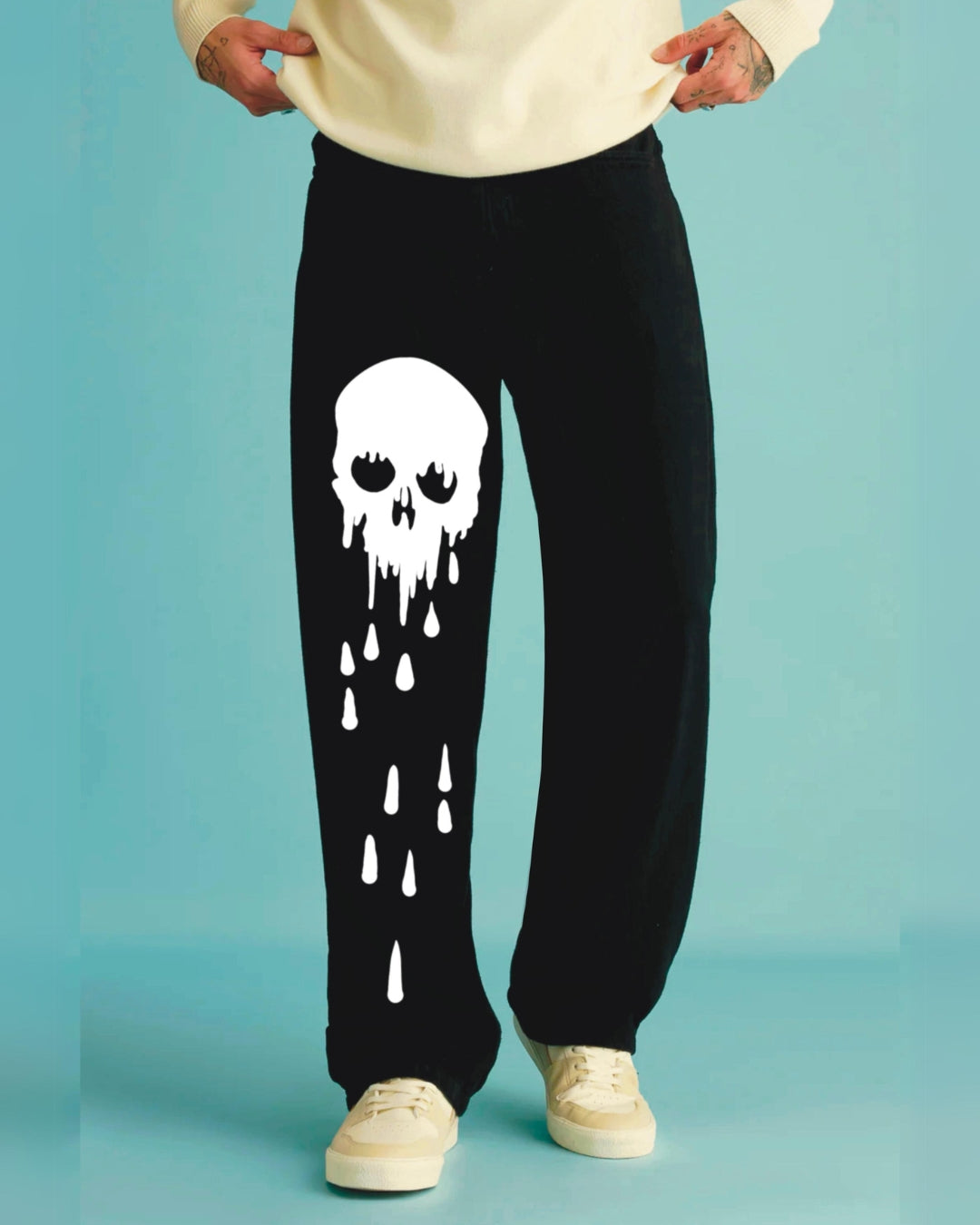 Men's Black Cotton Pant - Gothic Graphic