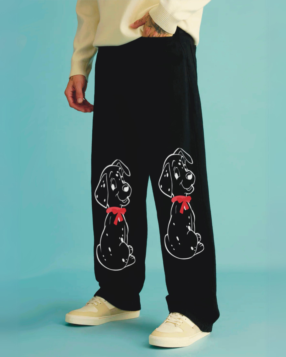 Unisex Black Cotton Pant - Dog Edition