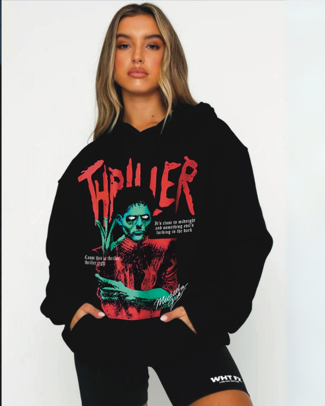 Unisex black Oversized Hoodie - Thriller