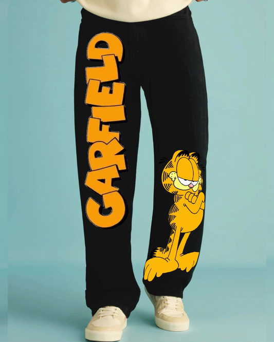 Men's Black Cotton Pant - Garfield