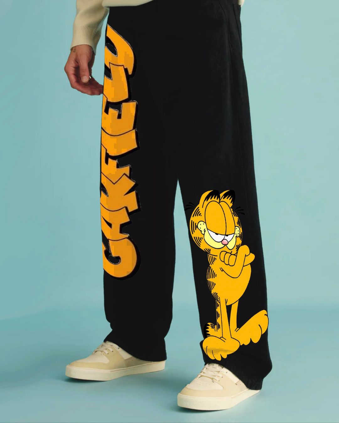 Men's Black Cotton Pant - Garfield