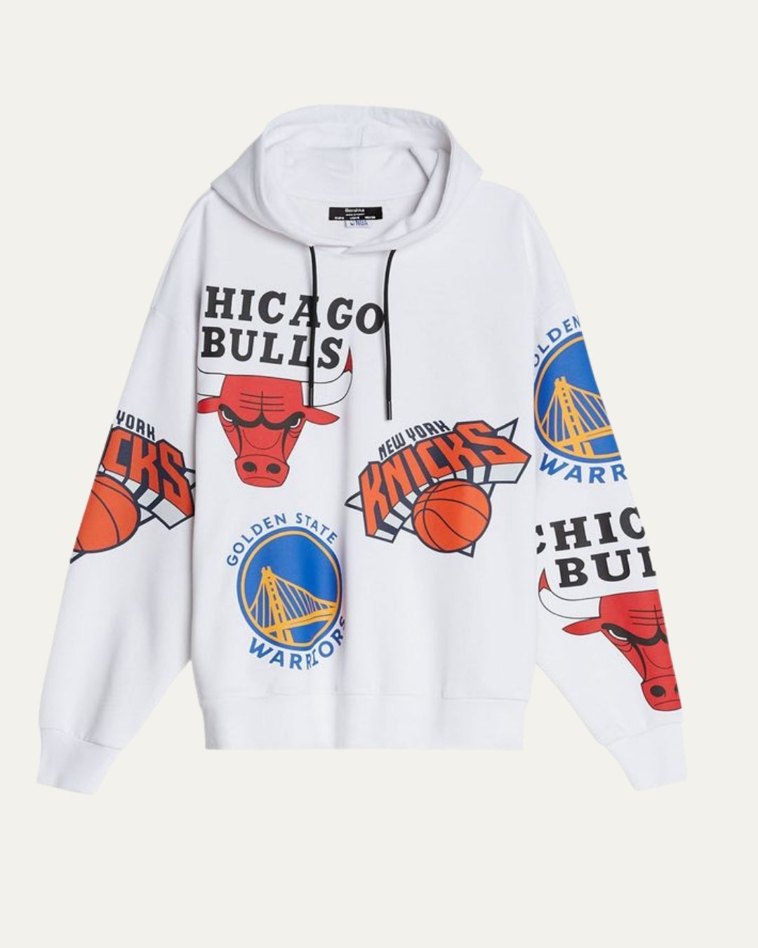 Unisex White Oversized Hoodie - Chicago Bulls