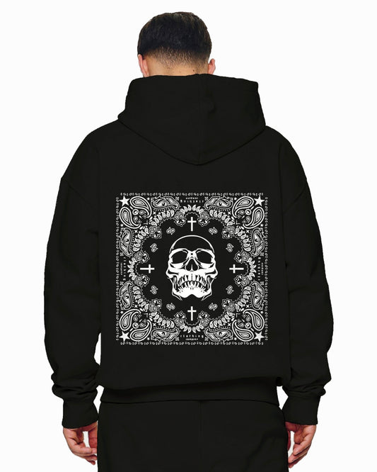 Unisex Black Oversized Hoodie - Middle Skull