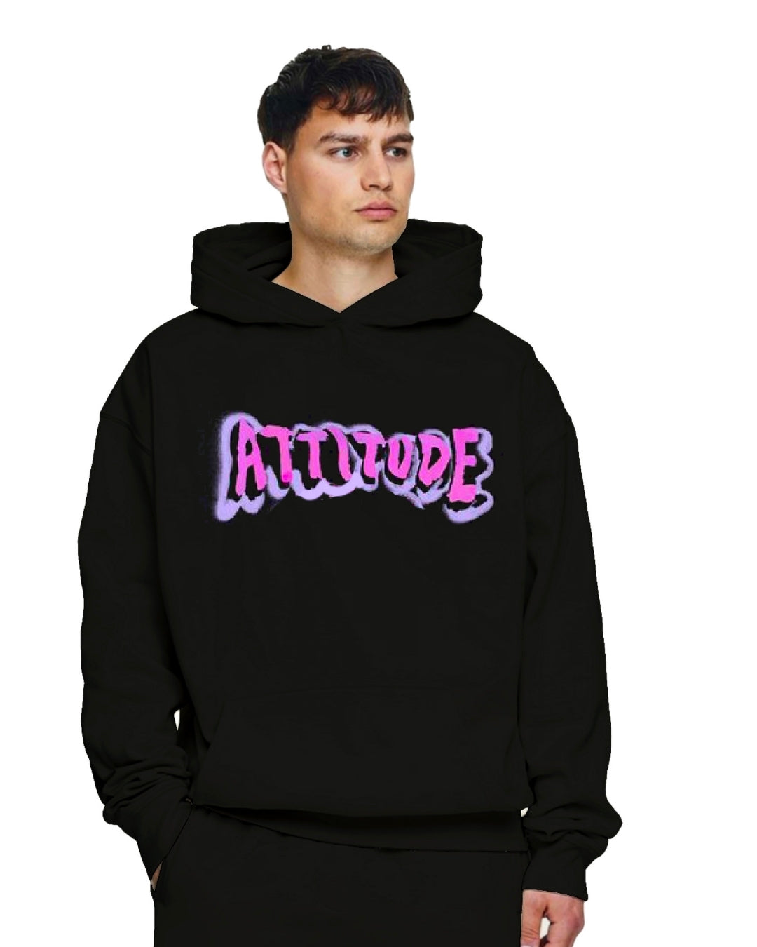 Unisex Black Oversized Hoodie - Bunny Attitude