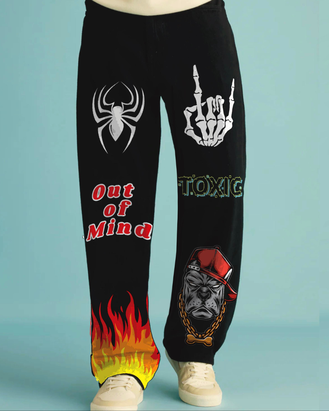 Men's Black Cotton Pant - Fire Toxic