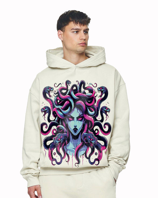 Unisex White Oversized Hoodie - Venom Snake