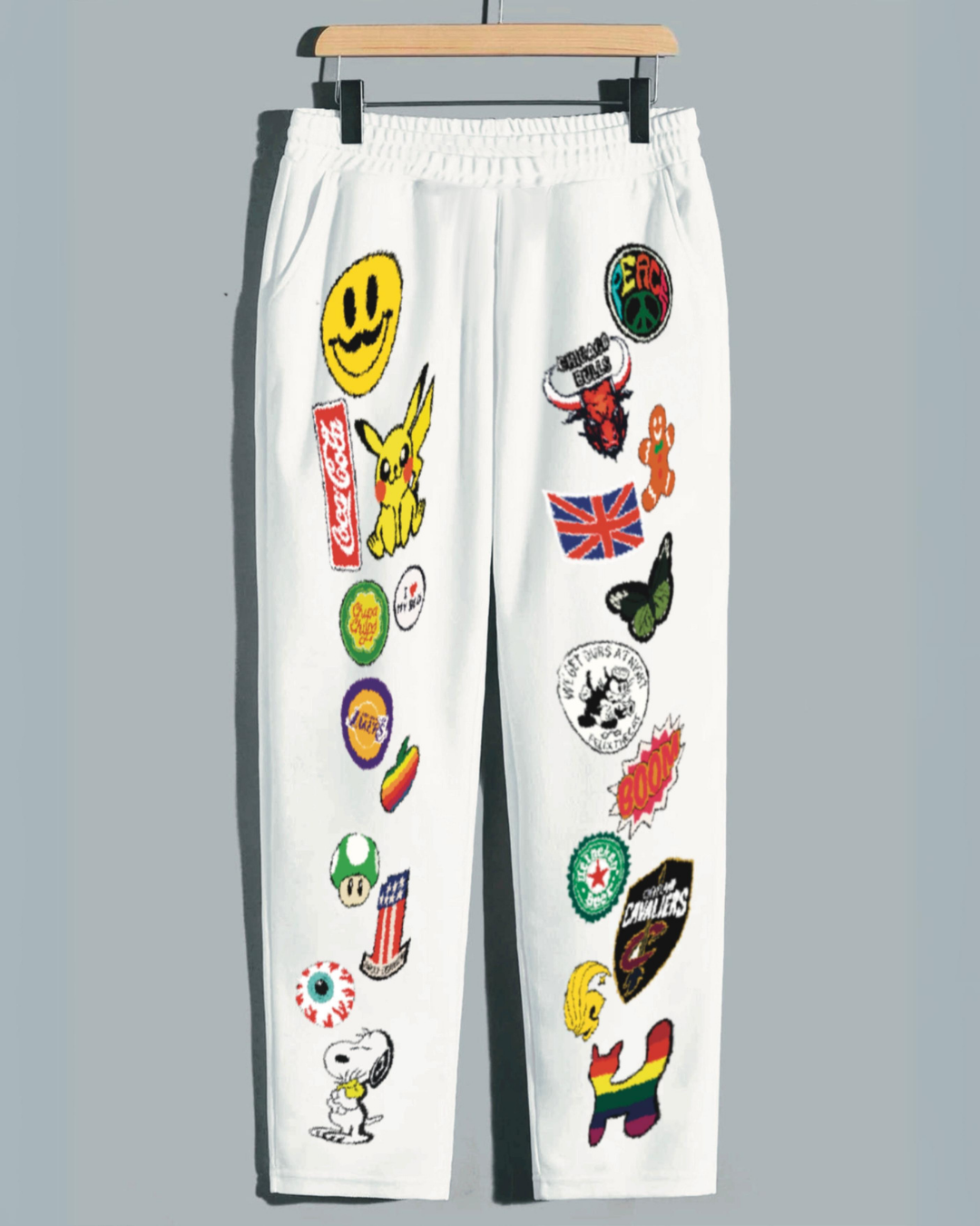 Men Funky White Cotton Pant