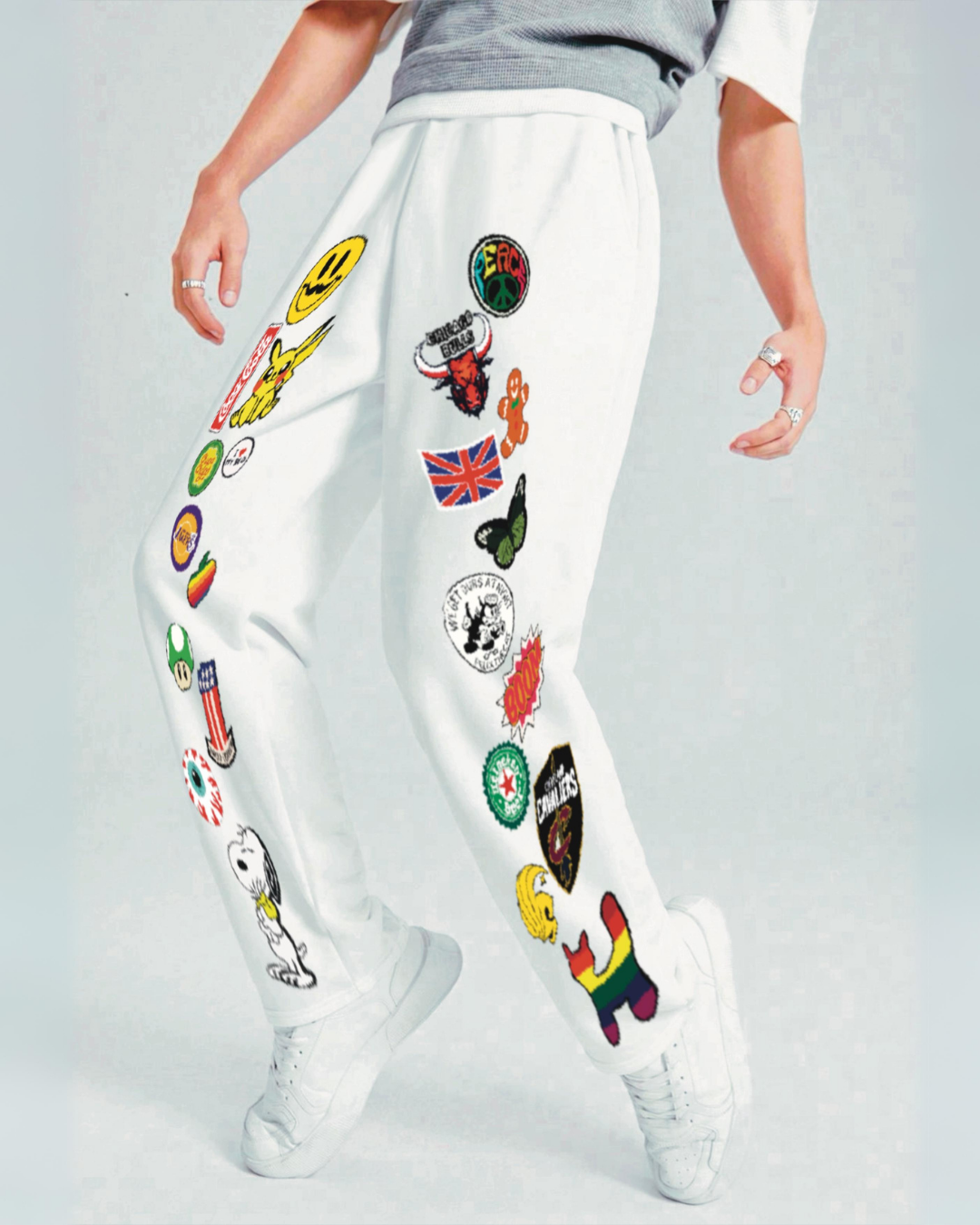 Men Funky White Cotton Pant