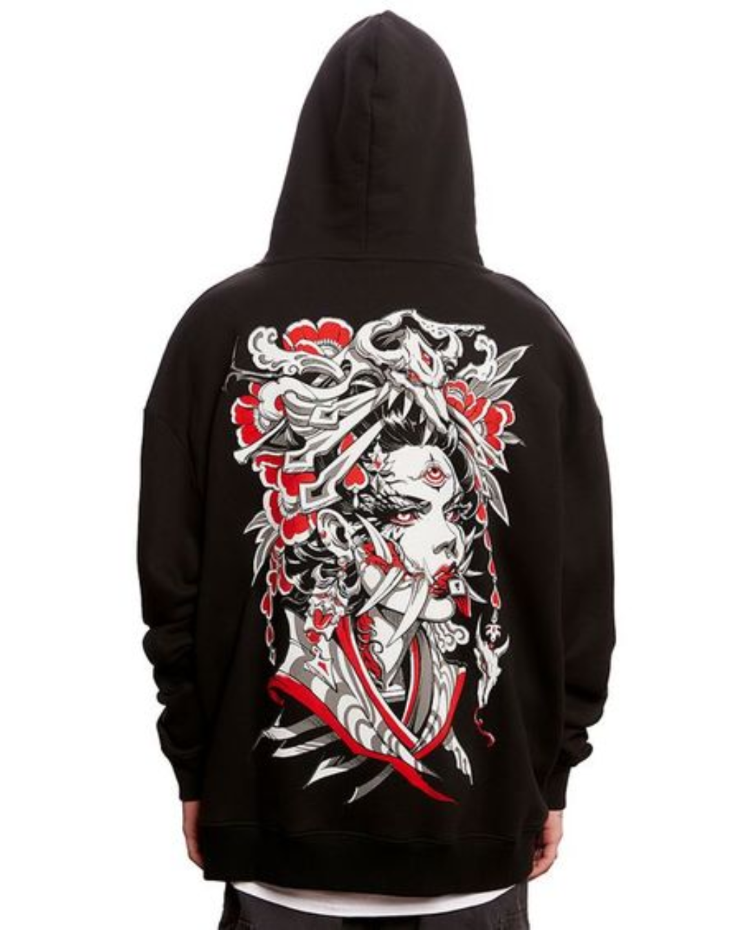 Unisex Black Oversized Hoodie - Wolf Eye