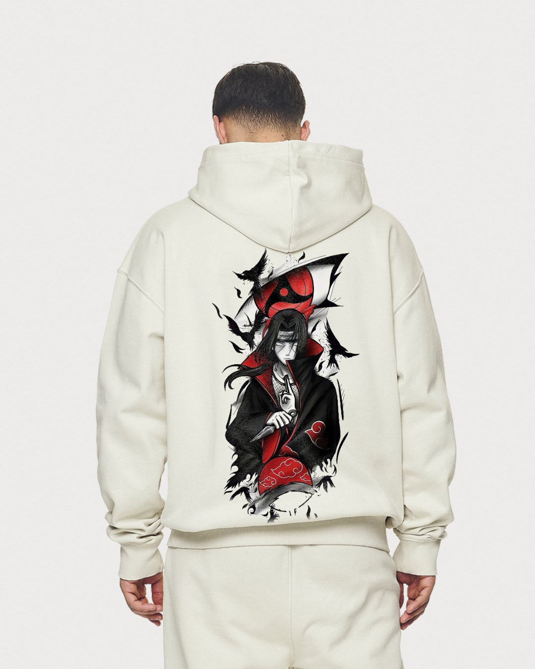 Unisex White Oversized Hoodie - Itachi