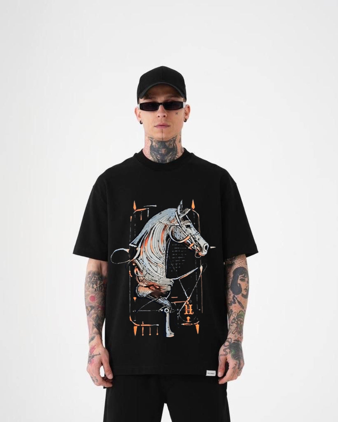 Hermess Horse Unisex Exclusive Oversized Tee - Black