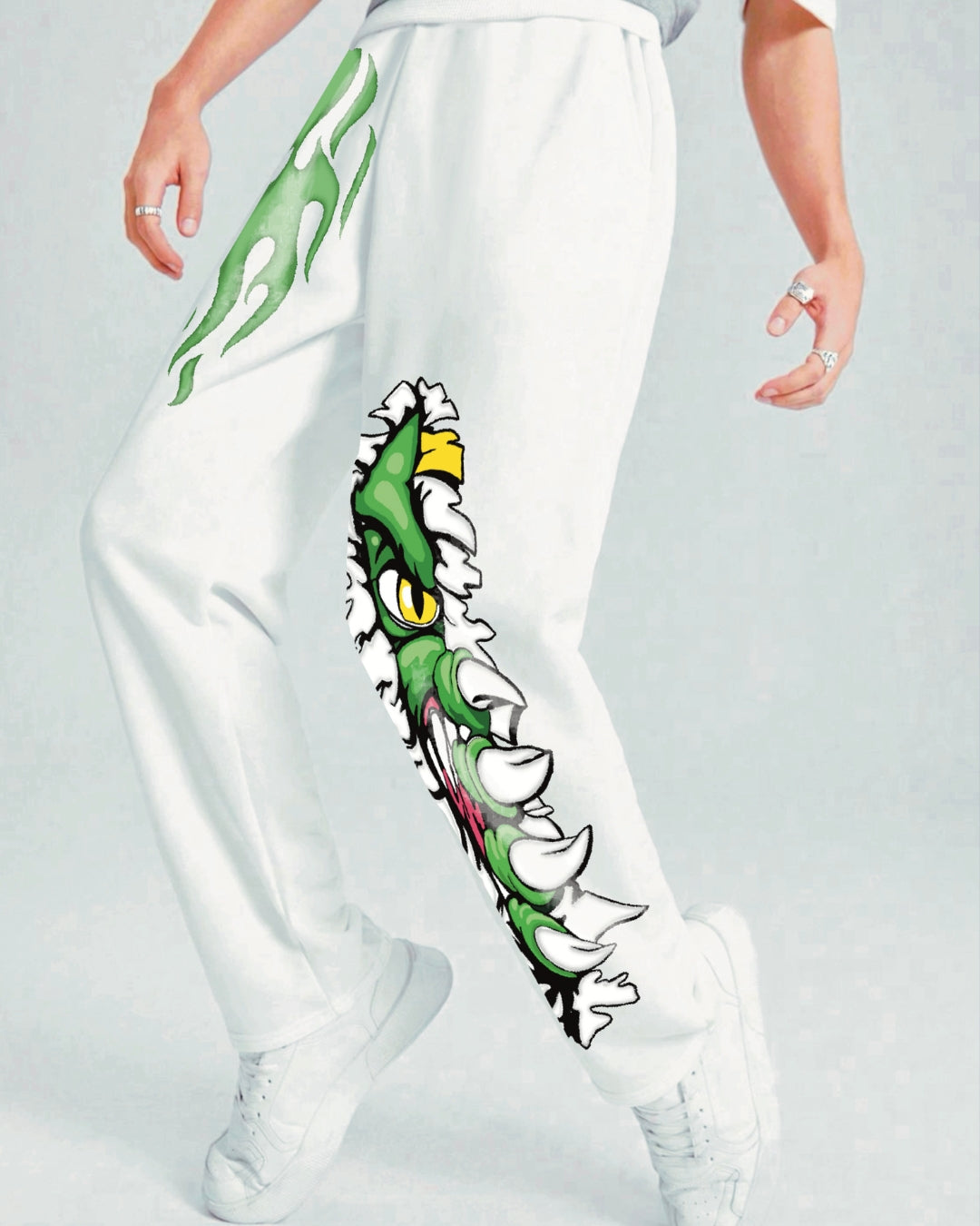 Men's White Cotton Pants - Hidden Dragon