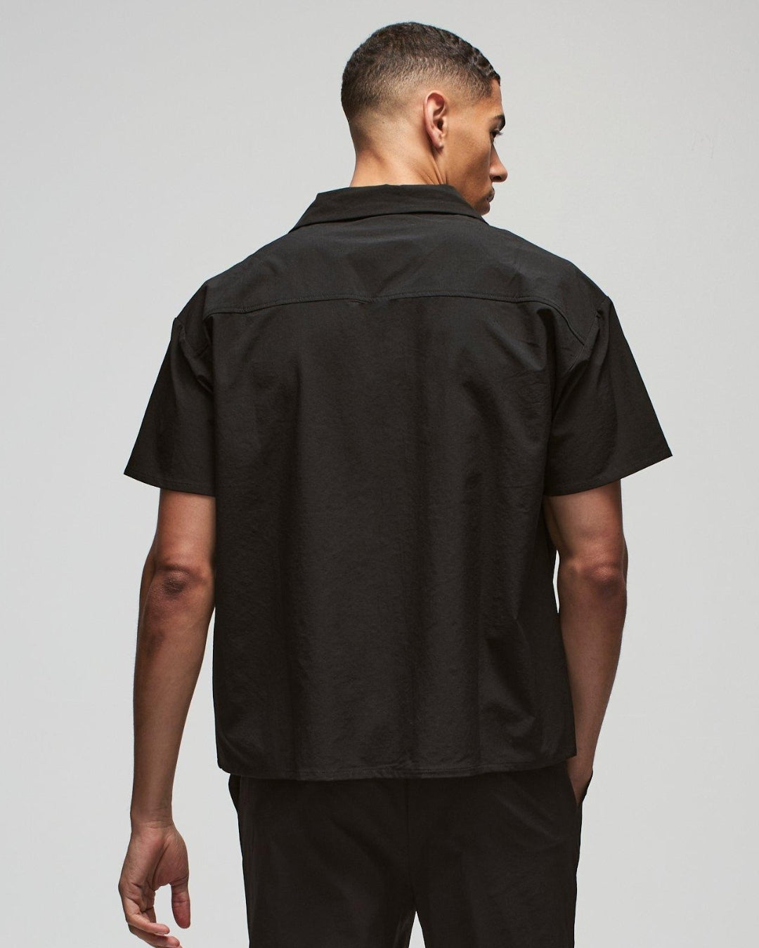 Fly Or Die Half Sleeve Black Oversized Knitted Shirt