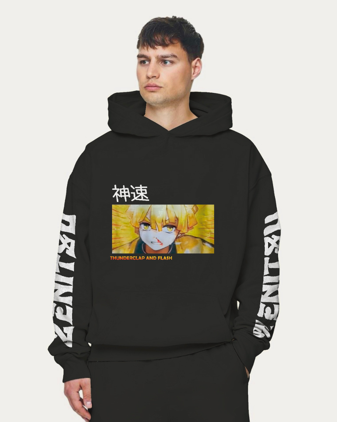 Unisex Black Oversized Hoodie - Swordsman