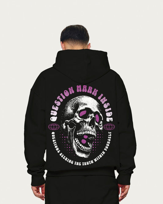 Unisex Black Oversized Hoodie - Lofi Skull