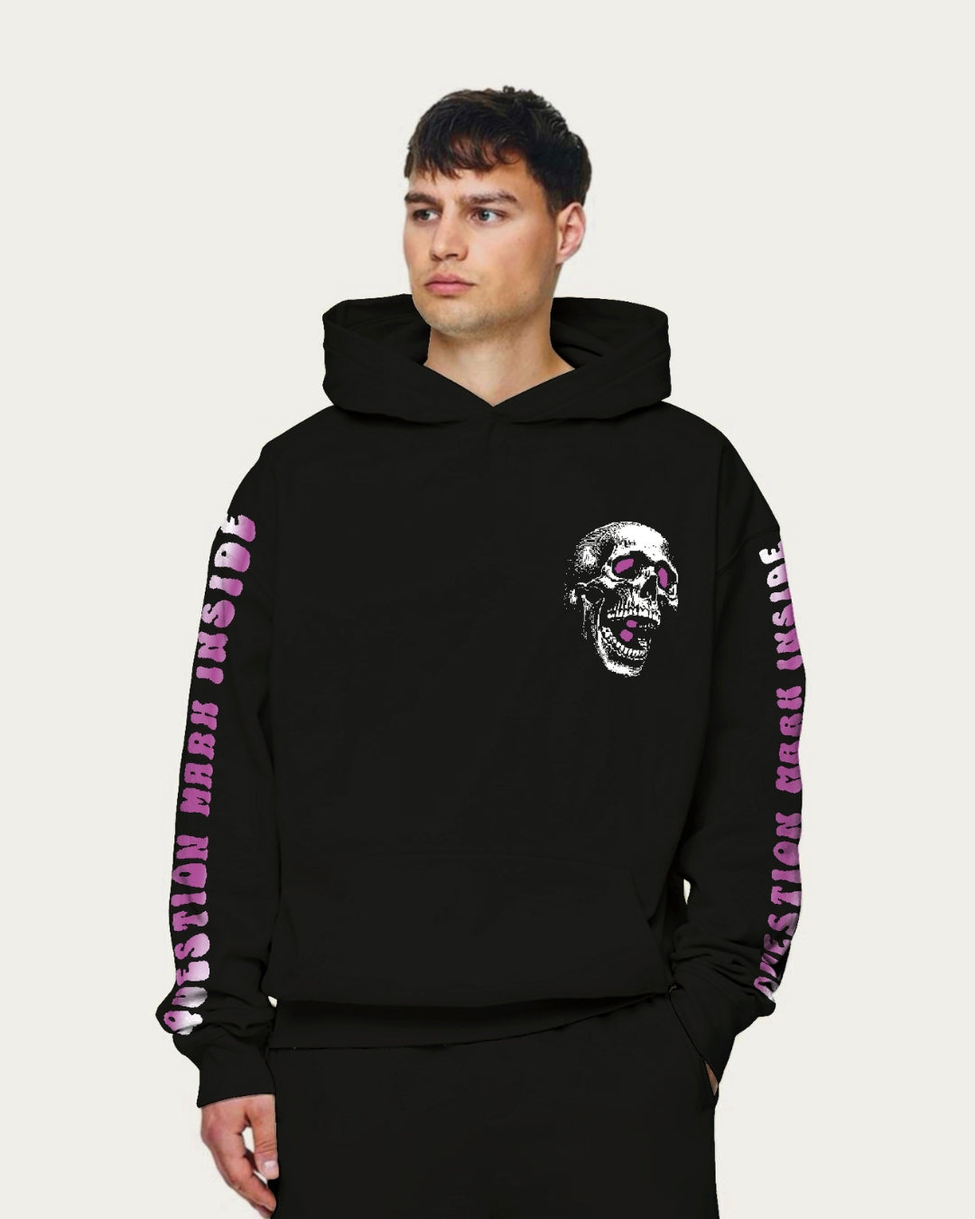 Unisex Black Oversized Hoodie - Lofi Skull