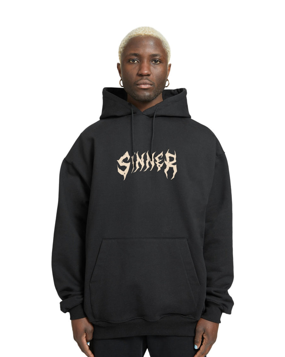 Unisex Black Oversized Hoodie - Cup Flame