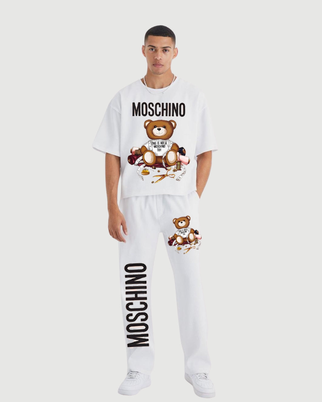 Men Moschino Oversized Cord Set - White and White