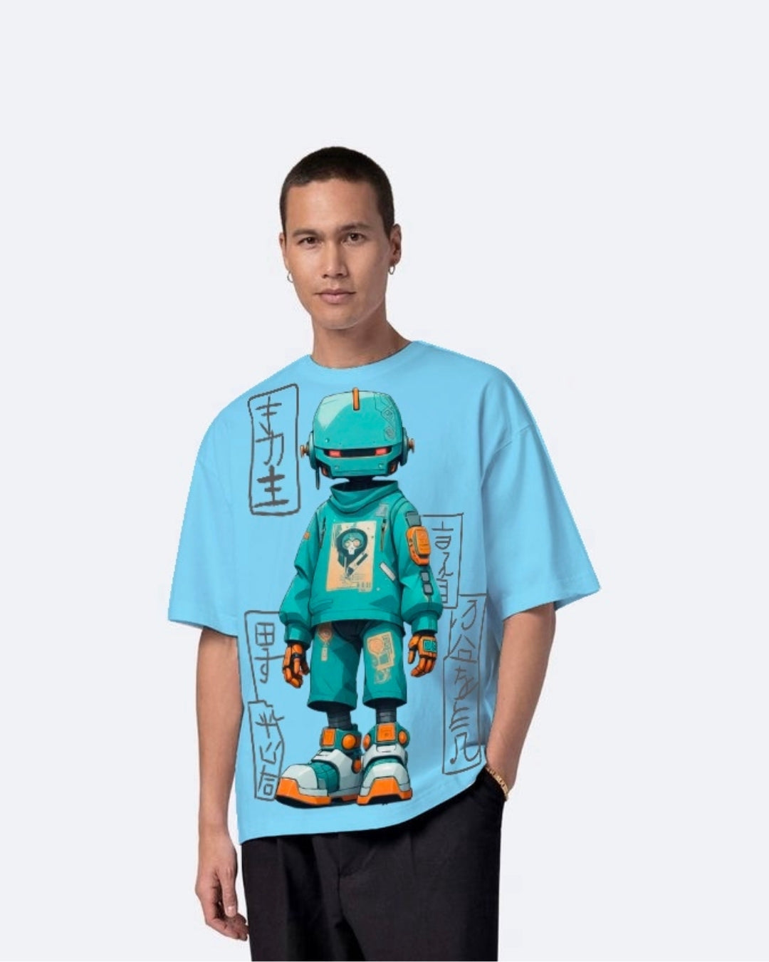 Robot Blue Urban Oversized T-Shirt for Men