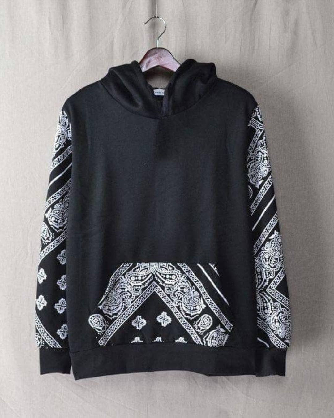 Unisex Black Oversized Hoodie - Coded Pattern