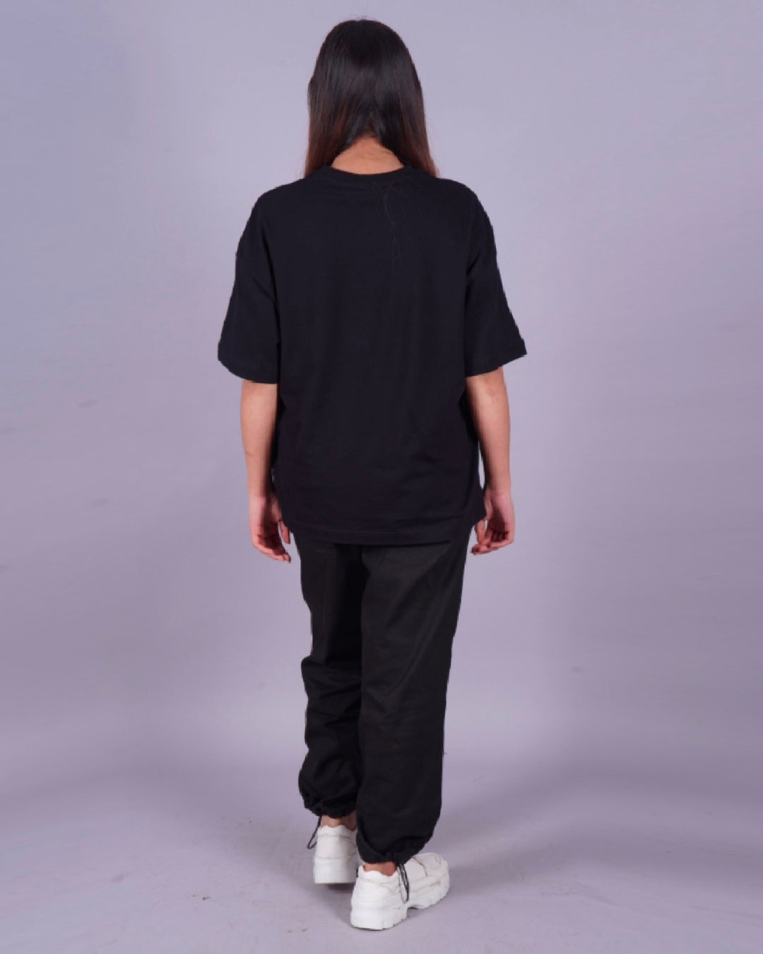 Women Eminem Rap Star Oversized Co-Ord Set - Black and Black