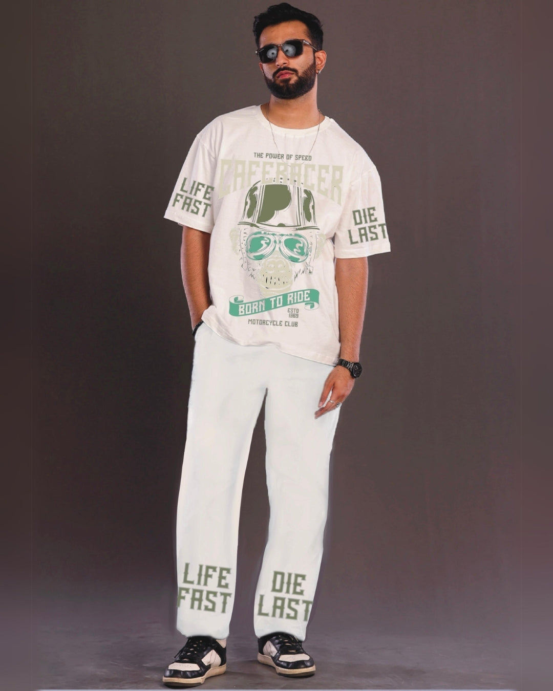 Men's CafeRacer Oversized White and White Coord Set