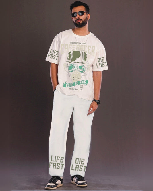 Men's CafeRacer Oversized White and White Coord Set