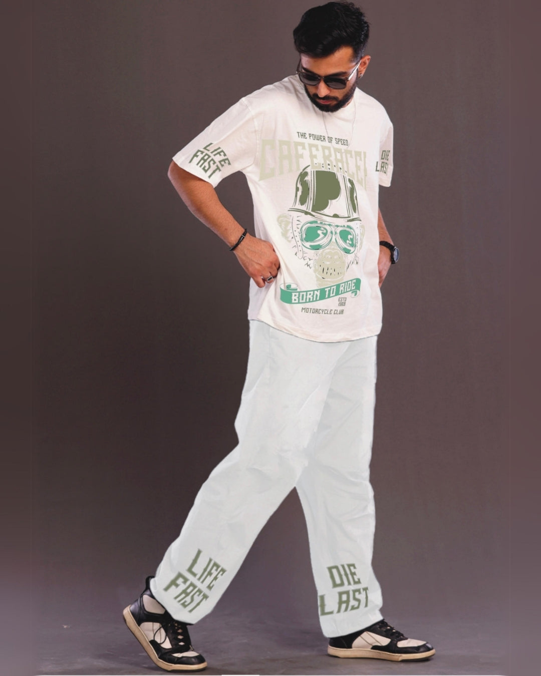 Men's CafeRacer Oversized White and White Coord Set