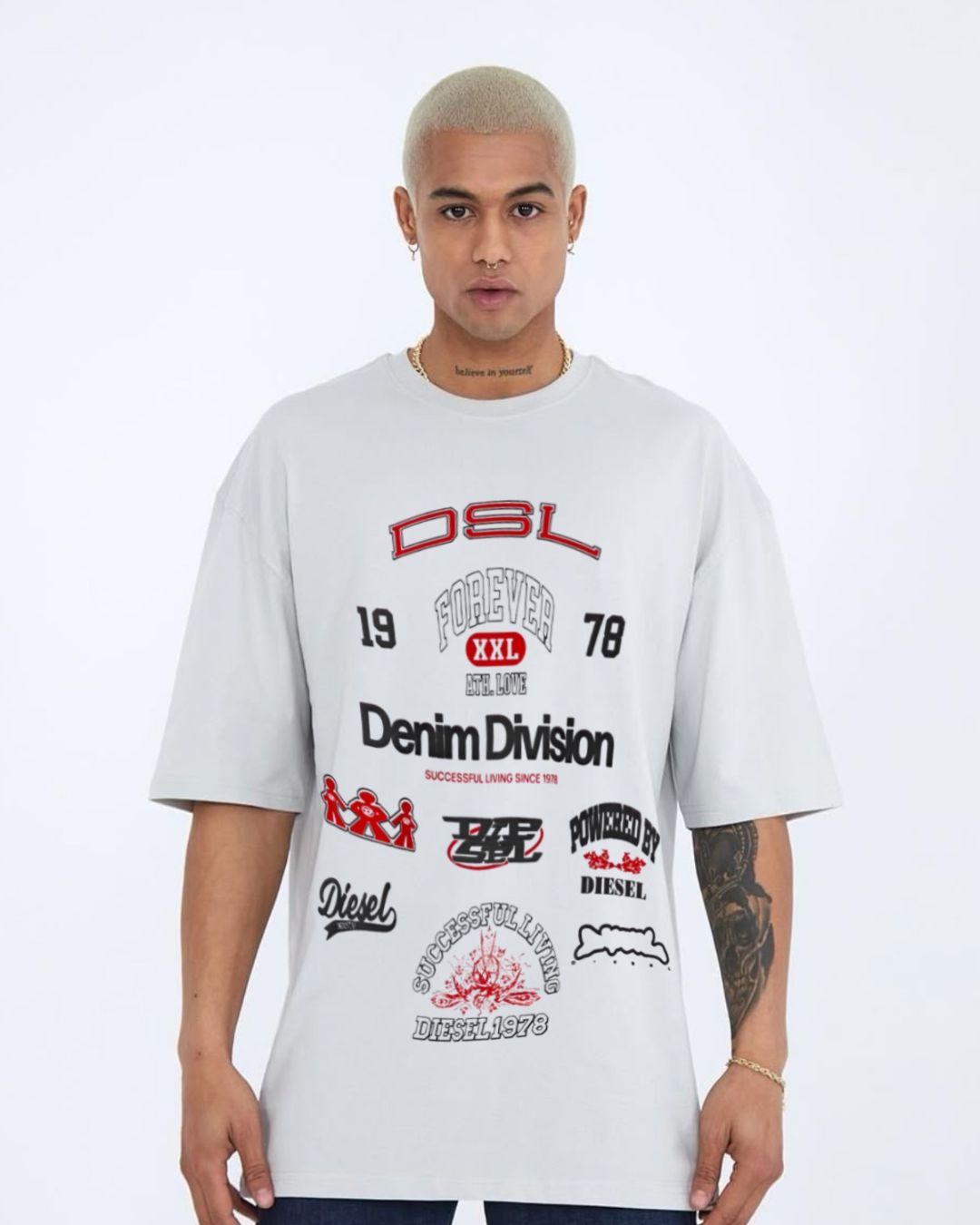 DENIM DIVISION UNISEX EXCLUSIVE OVERSIZED TEE - WHITE