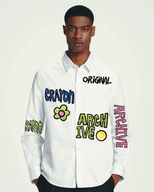 ARCHIVE CRAYON WHITE FULL SLEEVE SHIRT