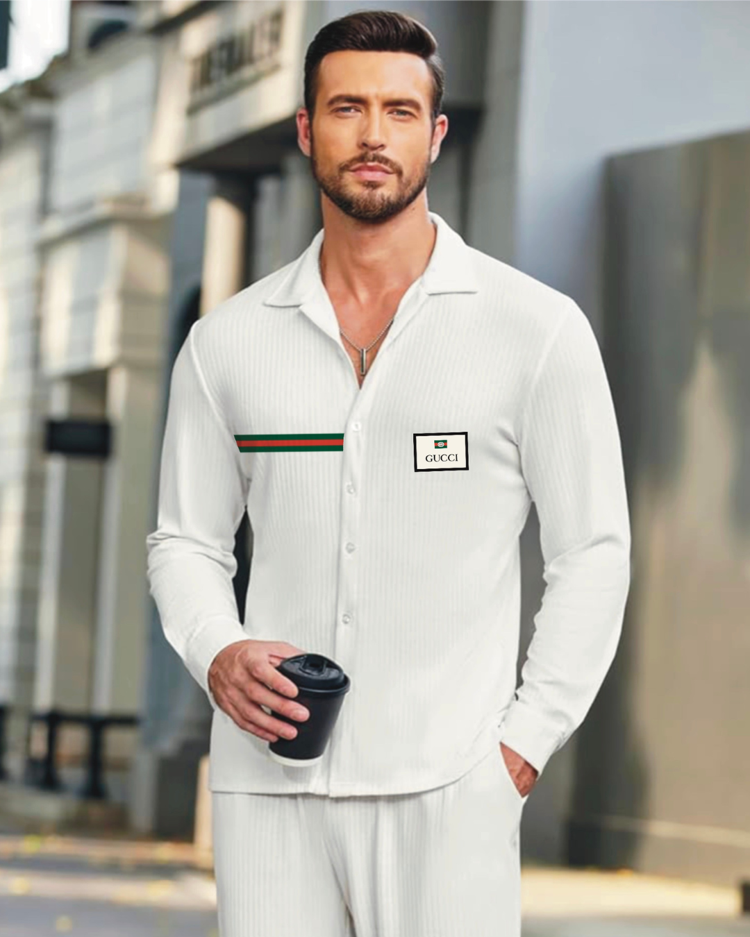 Branded style full sleeve white shirt(*)